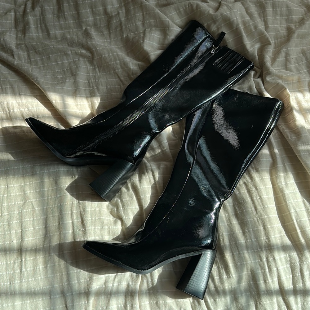 Princess Polly Knee-High Black Boots